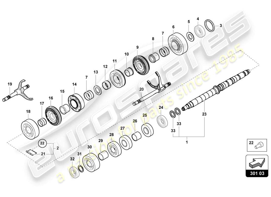 Lamborghini LP720-4 Coupe 50 (2014) REDUCTION GEARBOX SHAFT Parts Diagram