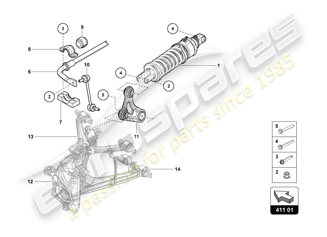 Lamborghini LP720-4 Coupe 50 (2014) Shock Absorbers Parts Diagram