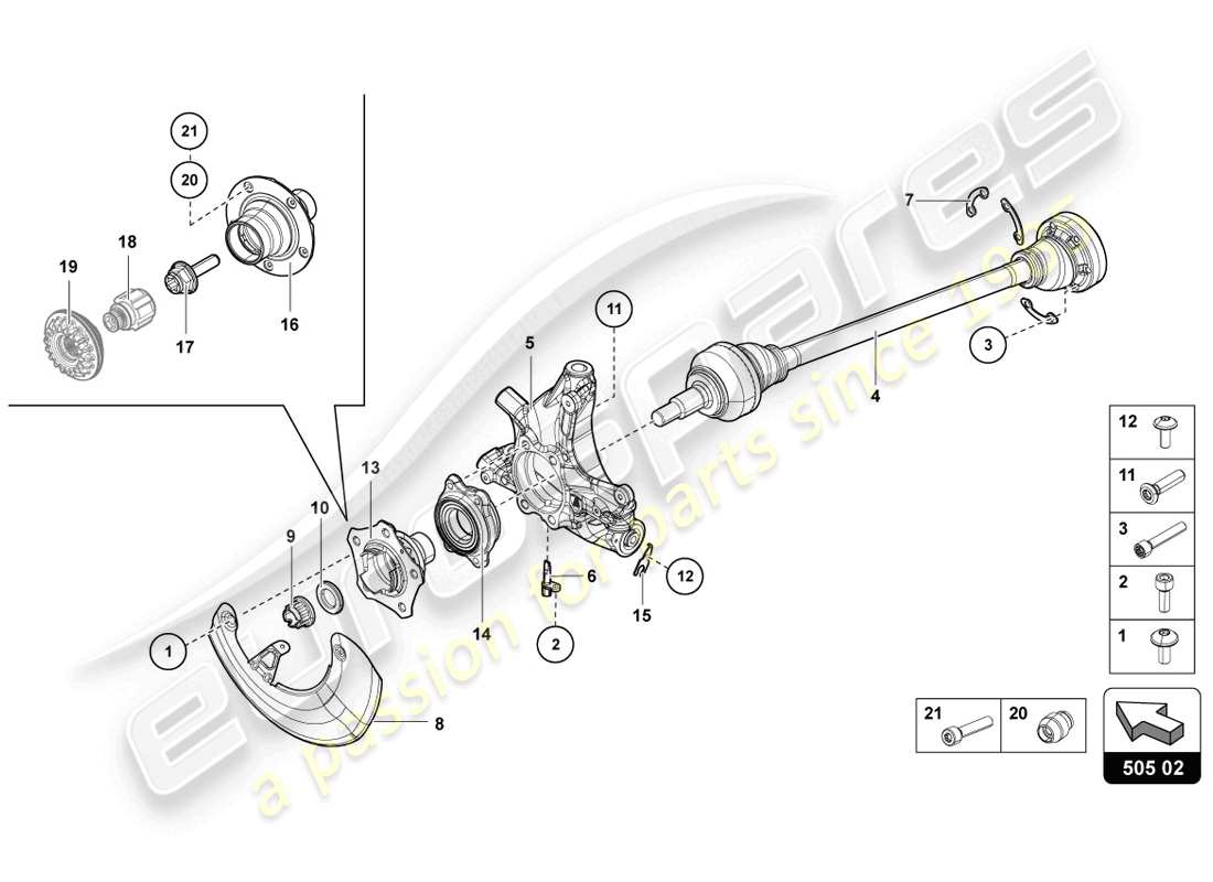 Lamborghini LP720-4 Coupe 50 (2014) DRIVE SHAFT Parts Diagram