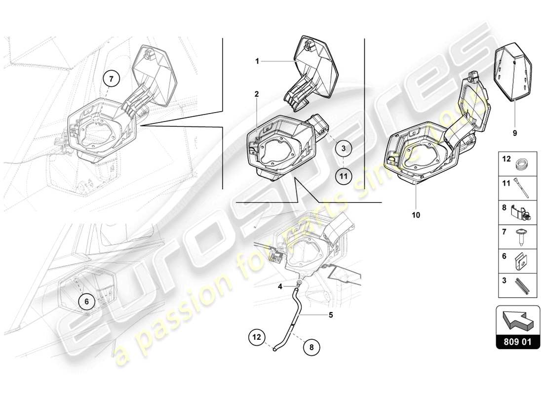 Lamborghini LP720-4 Coupe 50 (2014) FUEL FILLER FLAP Parts Diagram