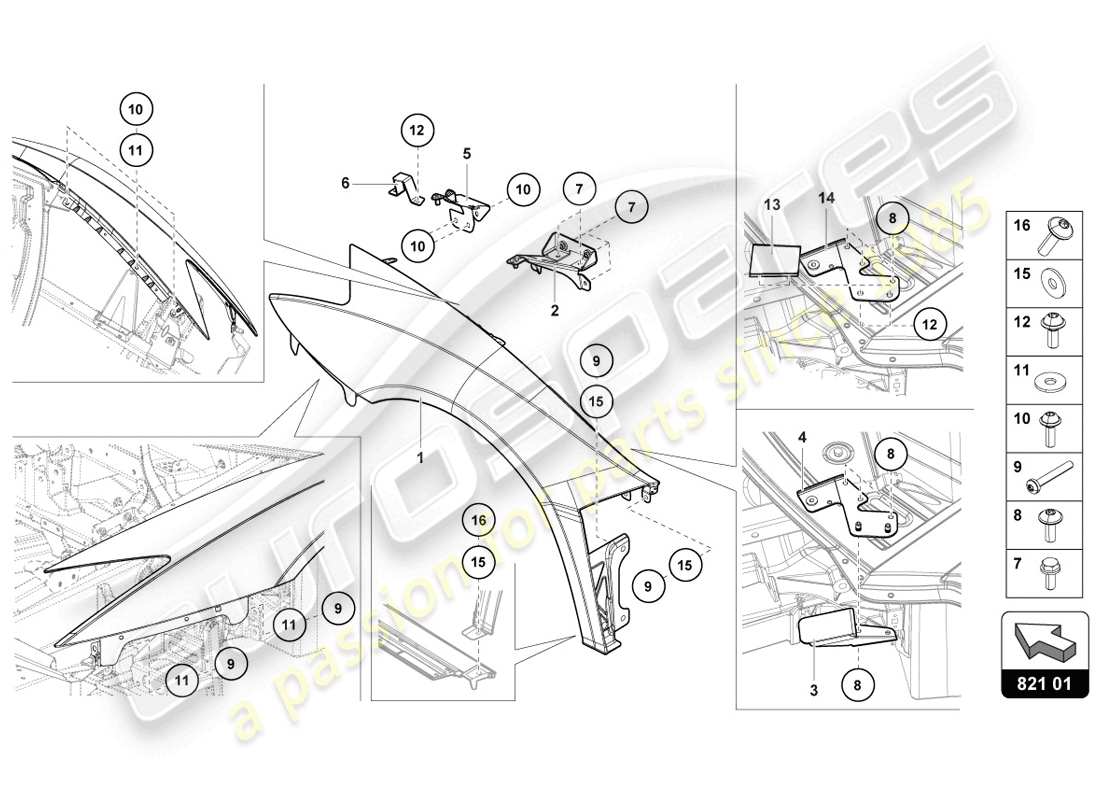 Lamborghini LP720-4 Coupe 50 (2014) WING Parts Diagram