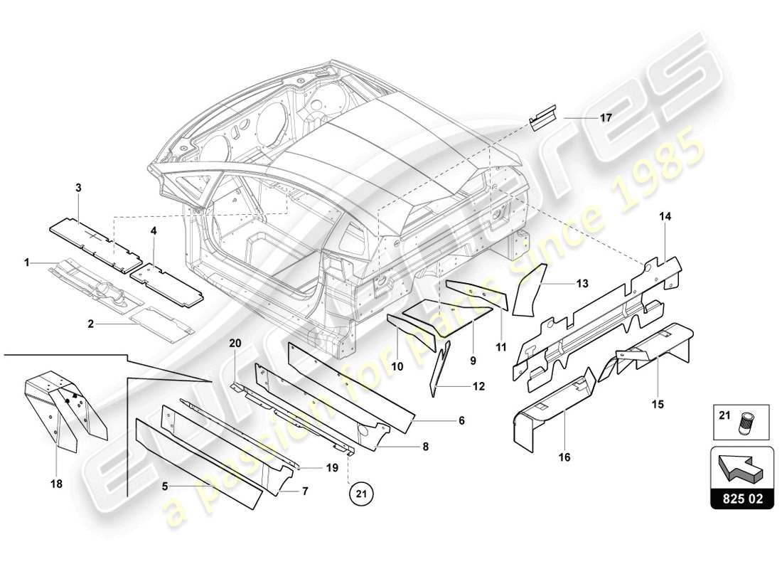 Lamborghini LP720-4 Coupe 50 (2014) DAMPER FOR TUNNEL Parts Diagram