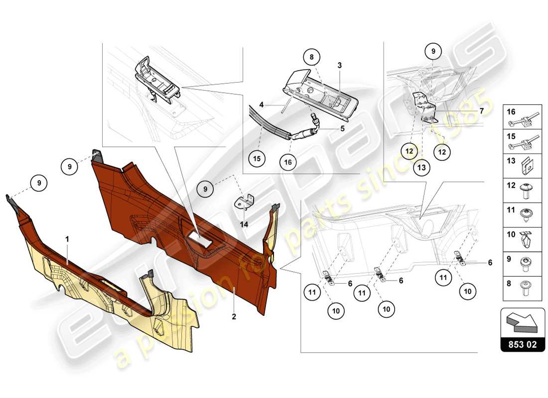 Lamborghini LP720-4 Coupe 50 (2014) PILLAR TRIM Parts Diagram