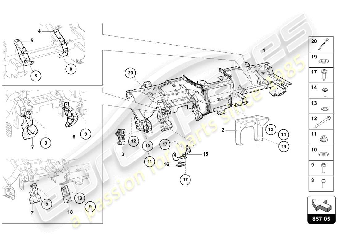 Lamborghini LP720-4 Coupe 50 (2014) CROSS MEMBER Parts Diagram