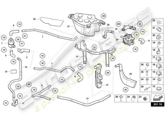 a part diagram from the Lamborghini Aventador LP720-4 parts catalogue