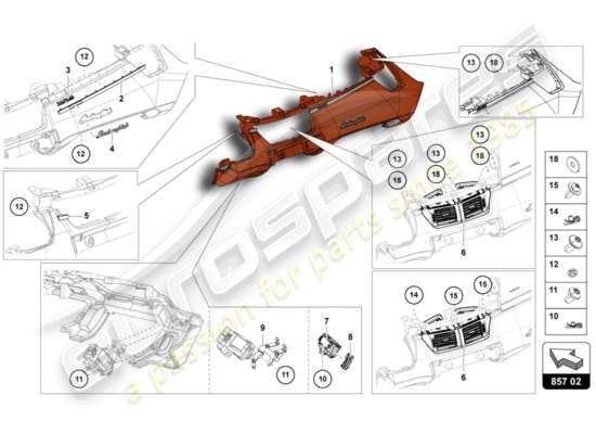 a part diagram from the Lamborghini Aventador LP720-4 parts catalogue