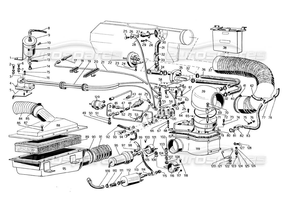 Lamborghini Countach 5000 QVi (1989) injection system Parts Diagram