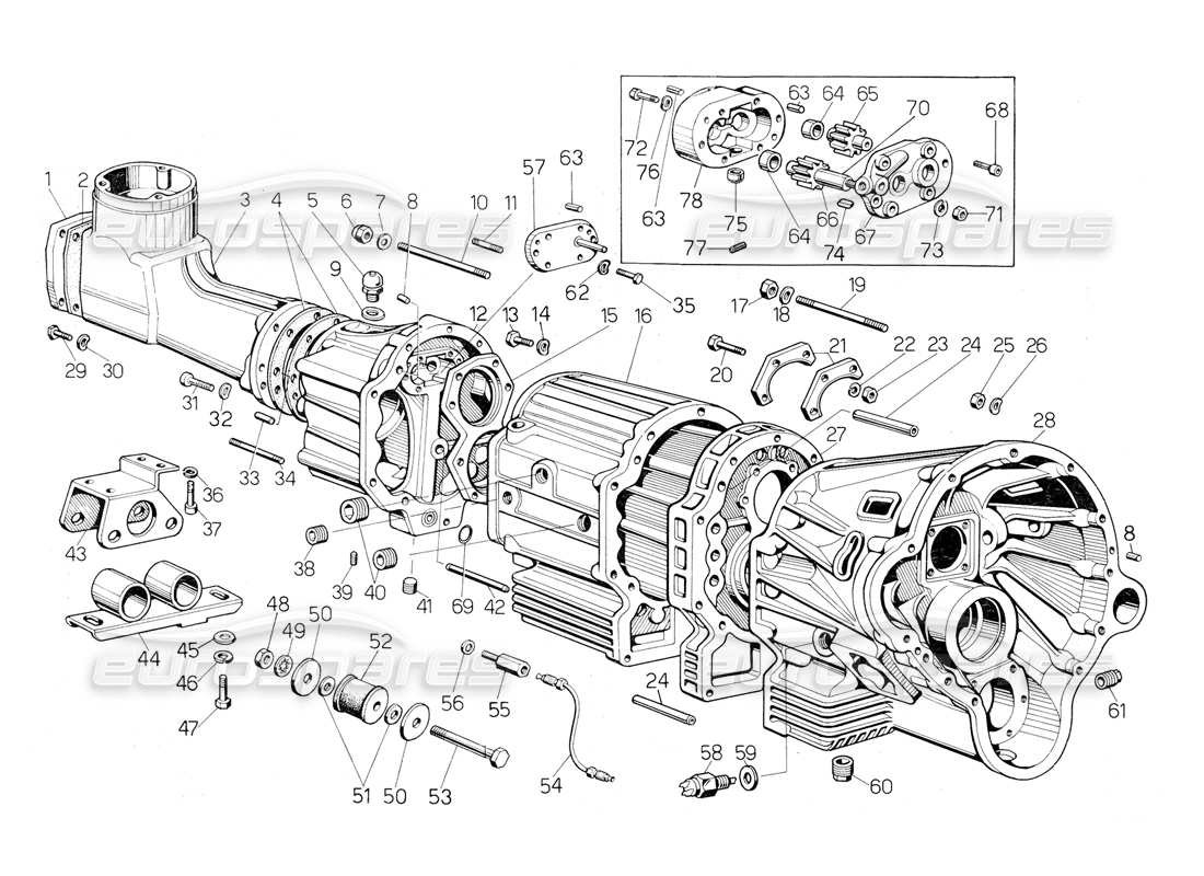 Lamborghini Countach 5000 QVi (1989) Gearbox Casting Parts Diagram