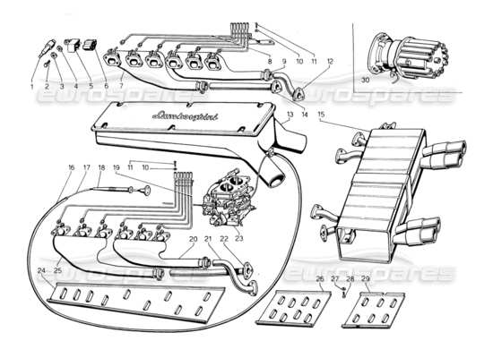 a part diagram from the Lamborghini Countach 5000 QVi (1989) parts catalogue