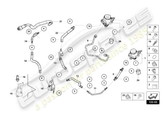 a part diagram from the Lamborghini HURACAN EVO parts catalogue