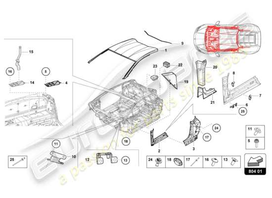 a part diagram from the Lamborghini Evo Coupe (2020) parts catalogue