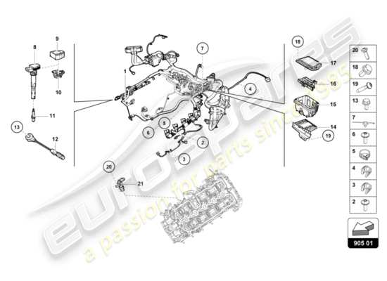 a part diagram from the Lamborghini Evo Coupe (2020) parts catalogue