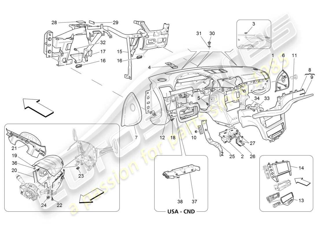 Maserati GranTurismo (2008) dashboard unit Parts Diagram