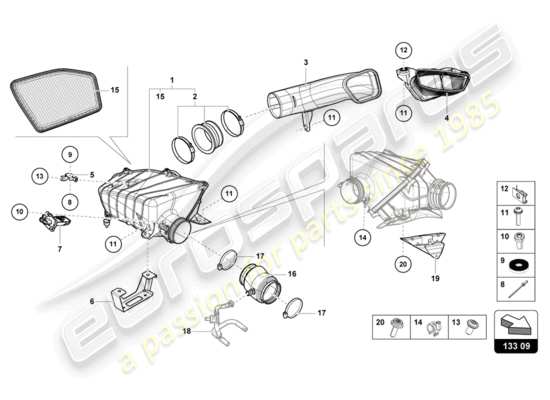 a part diagram from the Lamborghini HURACAN EVO parts catalogue