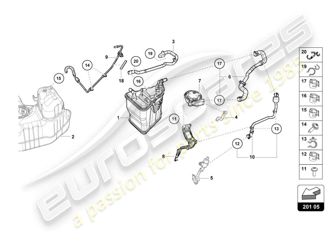 Lamborghini LP610-4 COUPE (2015) ACTIVATED CHARCOAL CONTAINER Parts Diagram