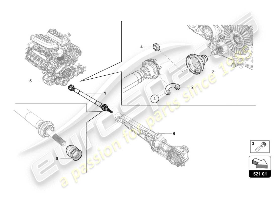 Lamborghini LP610-4 COUPE (2015) DRIVE SHAFT Parts Diagram