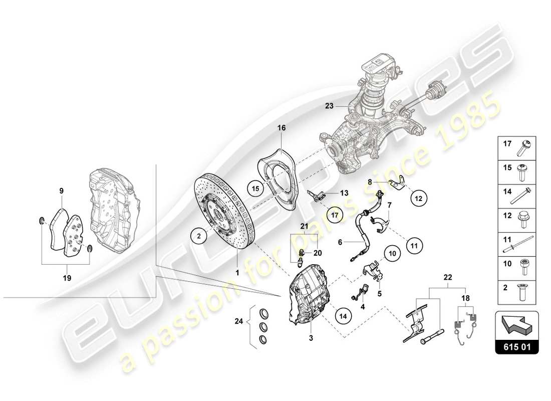 Lamborghini LP610-4 COUPE (2015) CERAMIC BRAKE DISC Parts Diagram