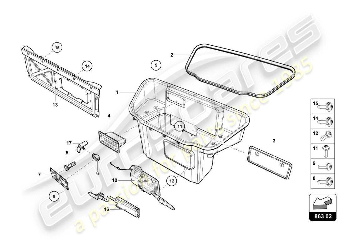 Lamborghini LP610-4 COUPE (2015) LUGGAGE COMPARTMENT LINING Parts Diagram