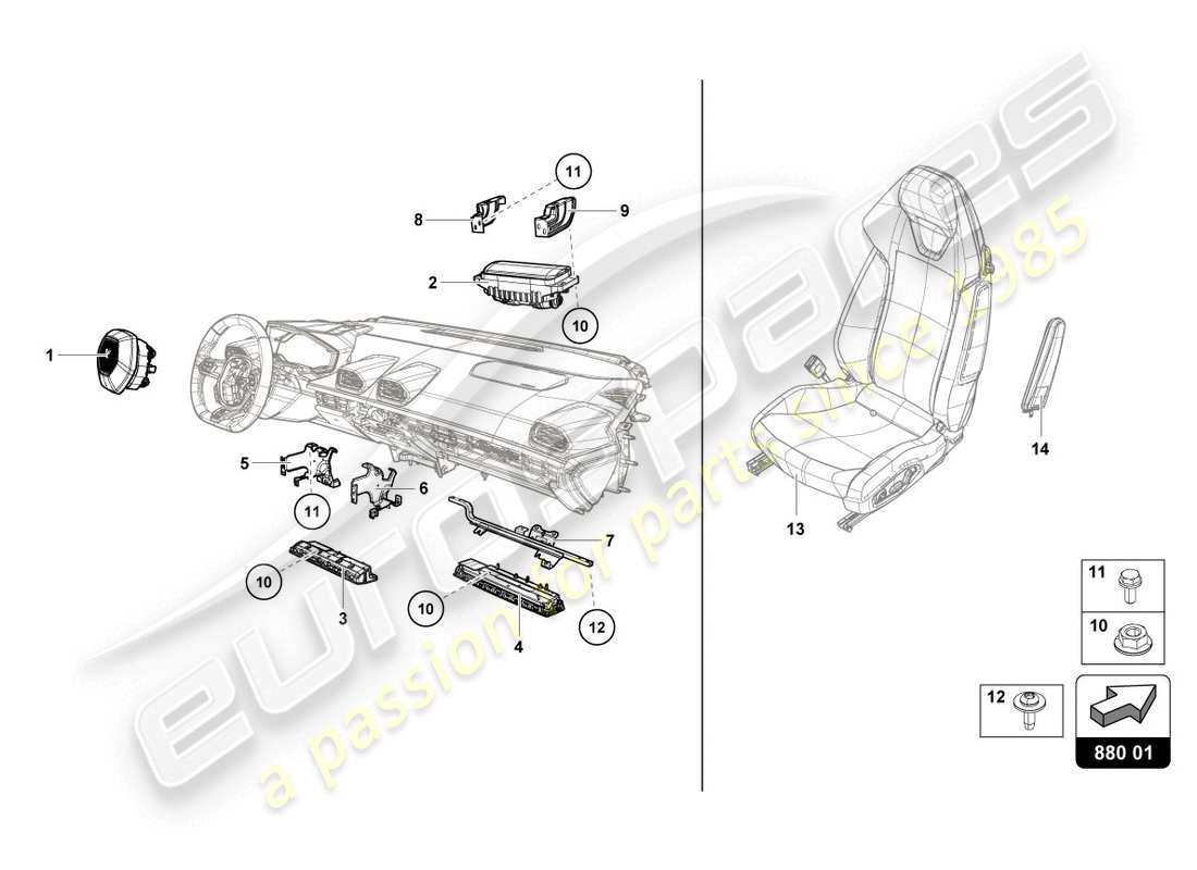 Lamborghini LP610-4 COUPE (2015) AIRBAG Parts Diagram