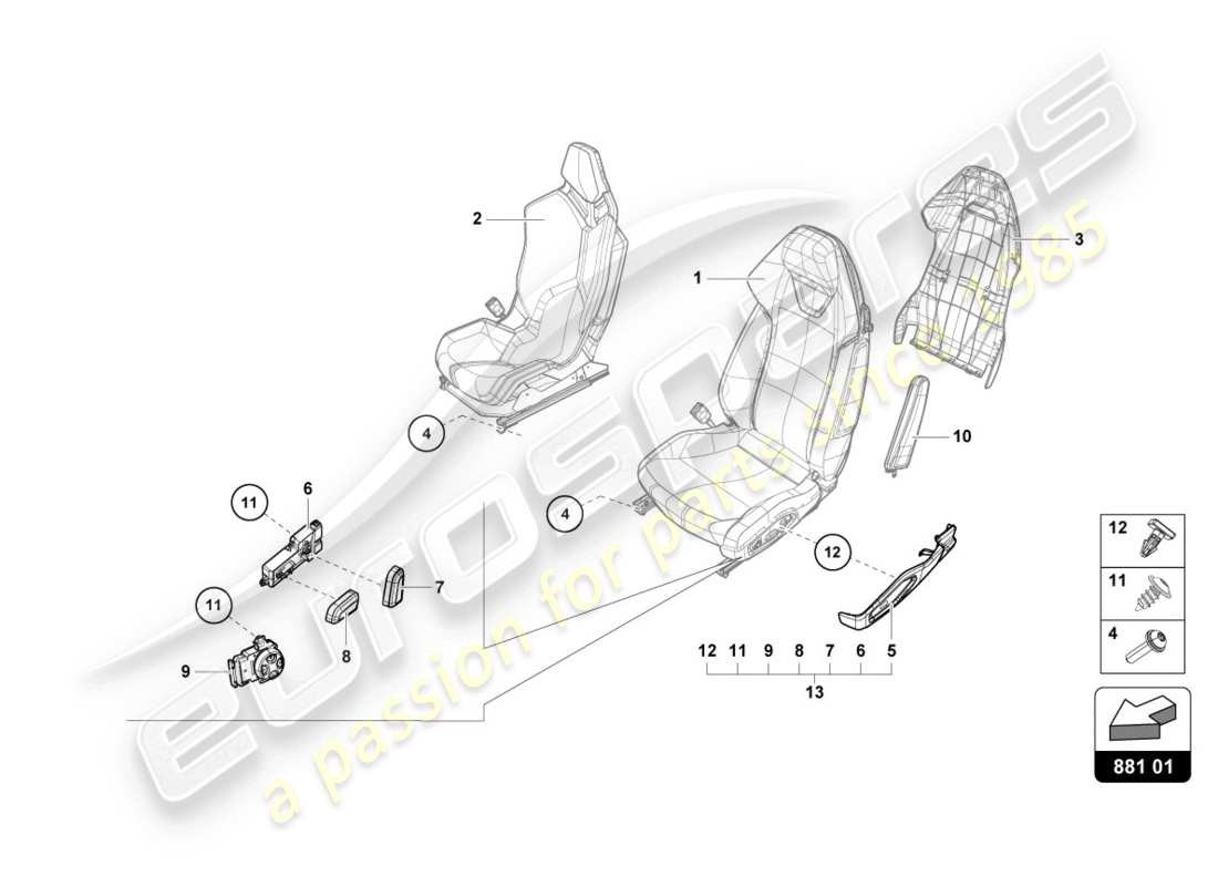 Lamborghini LP610-4 COUPE (2015) SEAT Parts Diagram
