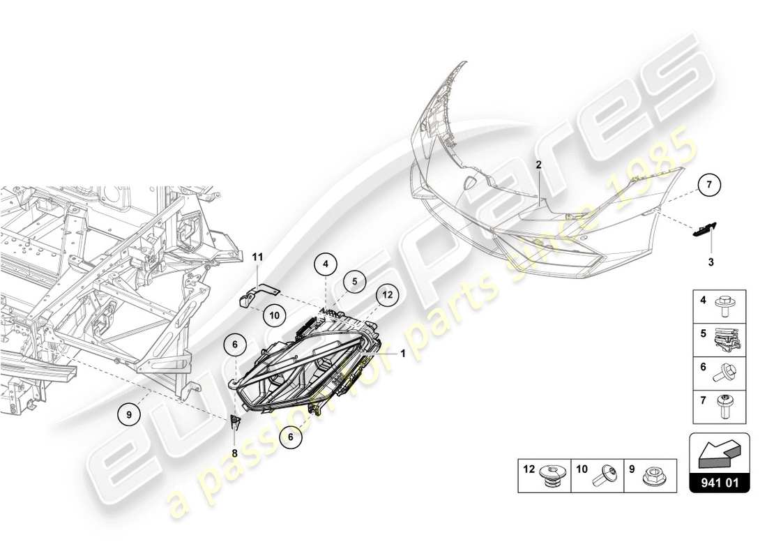 Lamborghini LP610-4 COUPE (2015) LED HEADLIGHT Parts Diagram