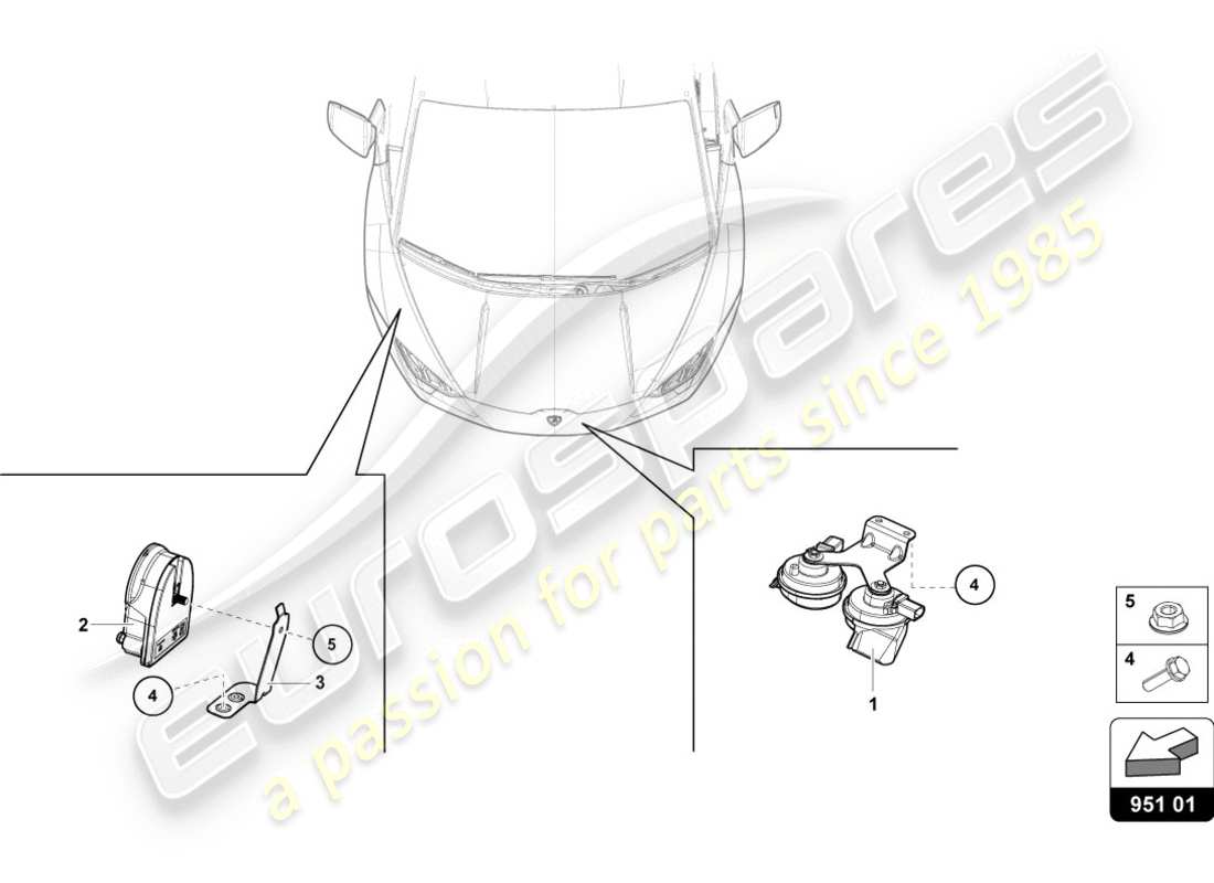 Lamborghini LP610-4 COUPE (2015) SIGNAL HORN Parts Diagram