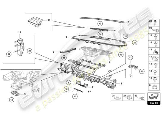 a part diagram from the Lamborghini Huracan LP610 parts catalogue