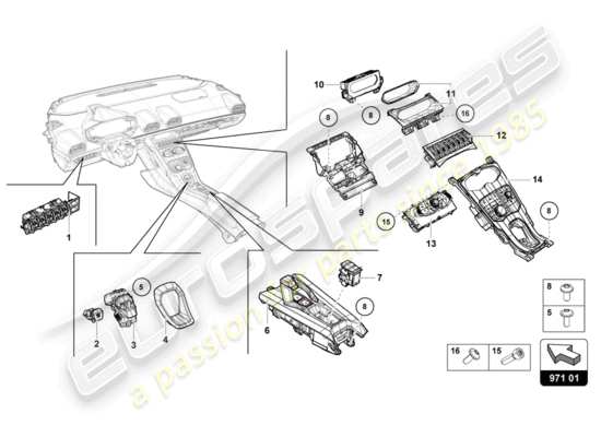 a part diagram from the Lamborghini Huracan LP610 parts catalogue