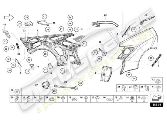 a part diagram from the Lamborghini LP610-4 Coupe (2019) parts catalogue