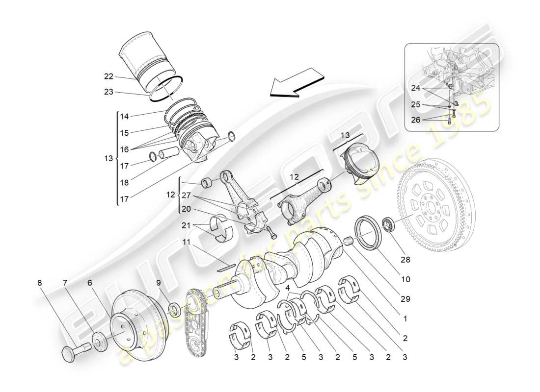 Maserati GranTurismo (2009) crank mechanism Part Diagram