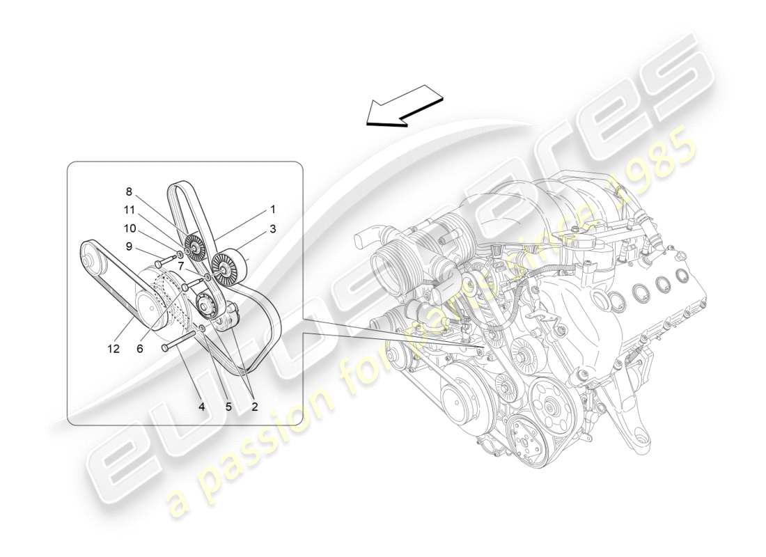 Maserati GranTurismo (2009) auxiliary device belts Part Diagram
