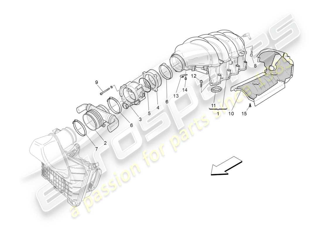 Maserati GranTurismo (2009) intake manifold and throttle body Part Diagram