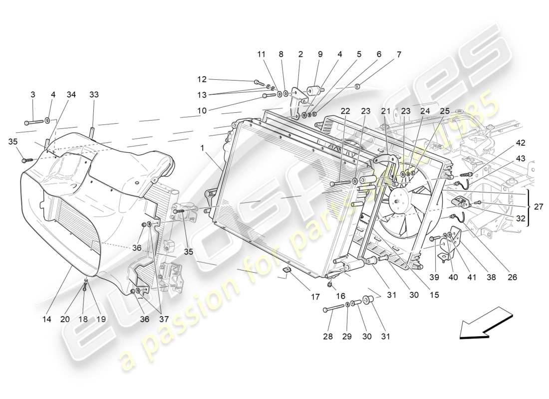 Maserati GranTurismo (2009) cooling: air radiators and ducts Part Diagram