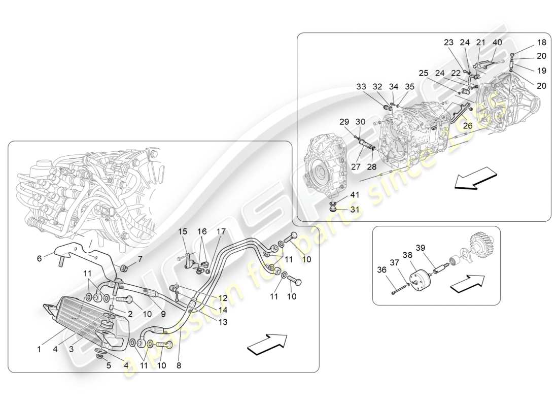 Maserati GranTurismo (2009) lubrication and gearbox oil cooling Part Diagram