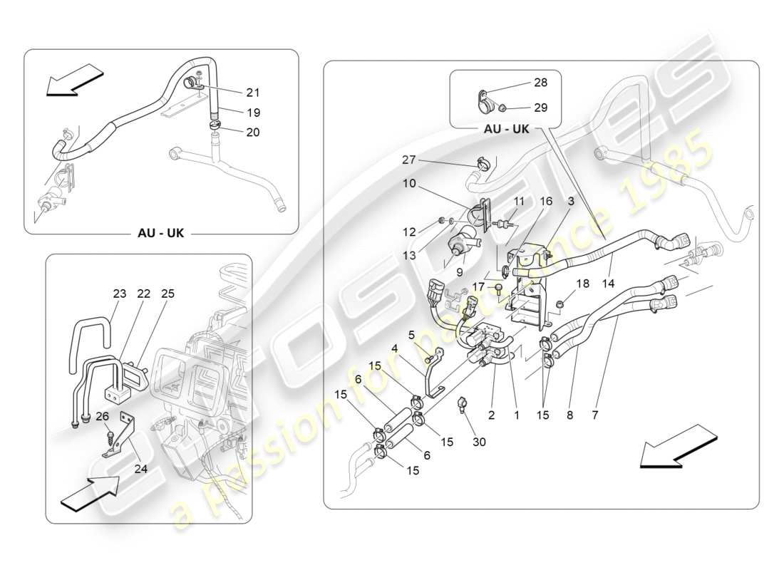 Maserati GranTurismo (2009) a/c unit: engine compartment devices Part Diagram