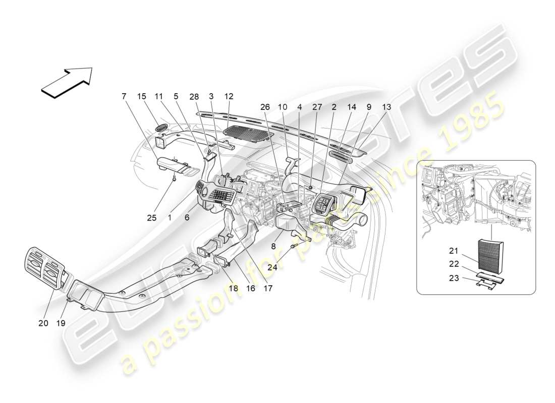 Maserati GranTurismo (2009) a/c unit: diffusion Parts Diagram