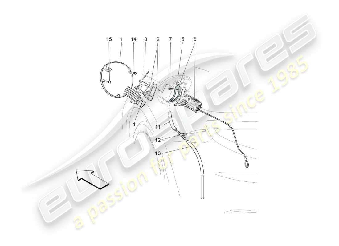 Maserati GranTurismo (2009) FUEL TANK DOOR AND CONTROLS Part Diagram