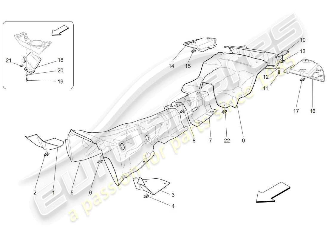 Maserati GranTurismo (2009) thermal insulating panels Part Diagram