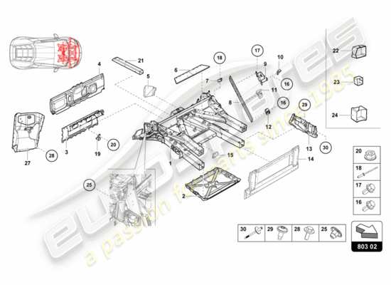 a part diagram from the Lamborghini Huracan LP580 parts catalogue