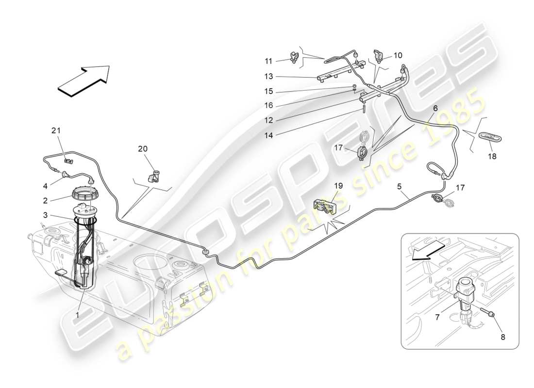 Maserati GranTurismo (2010) fuel pumps and connection lines Part Diagram