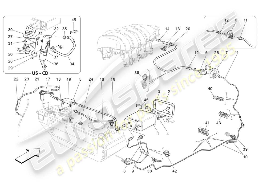 Maserati GranTurismo (2010) fuel vapour recirculation system Part Diagram