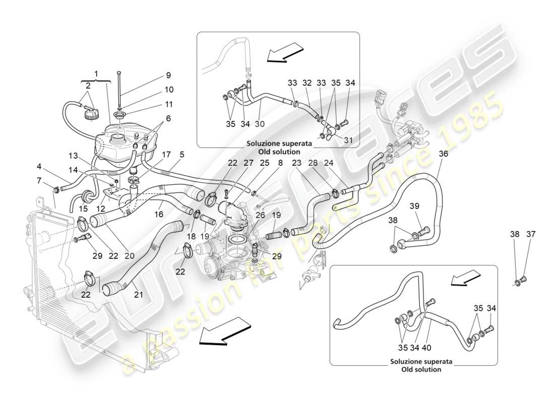 Maserati GranTurismo (2010) cooling system: nourice and lines Part Diagram