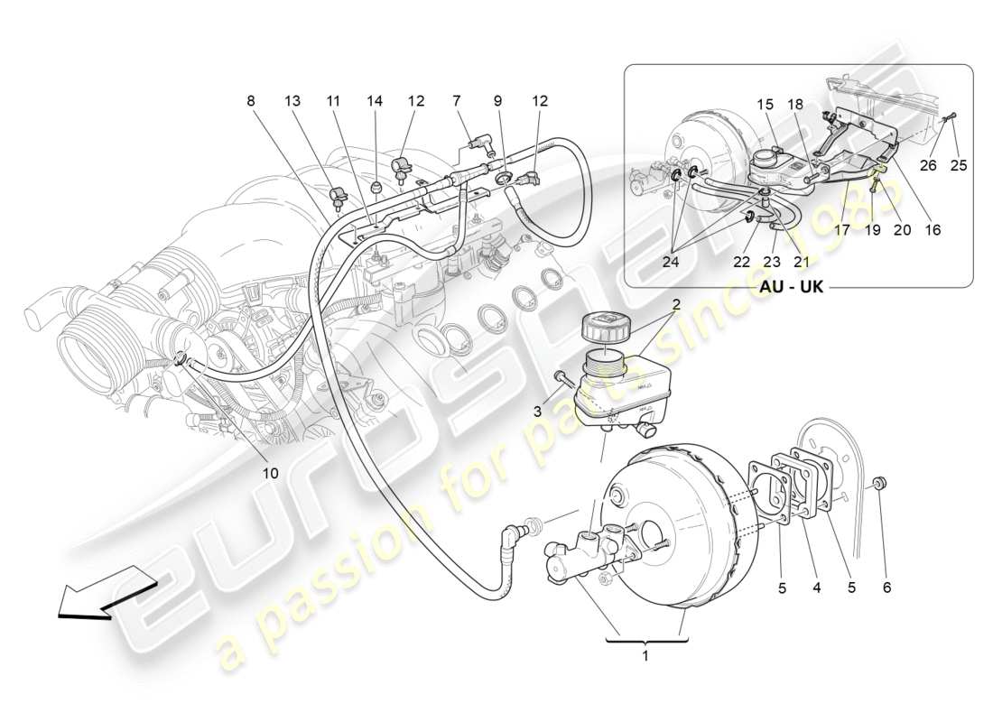 Maserati GranTurismo (2010) brake servo system Part Diagram