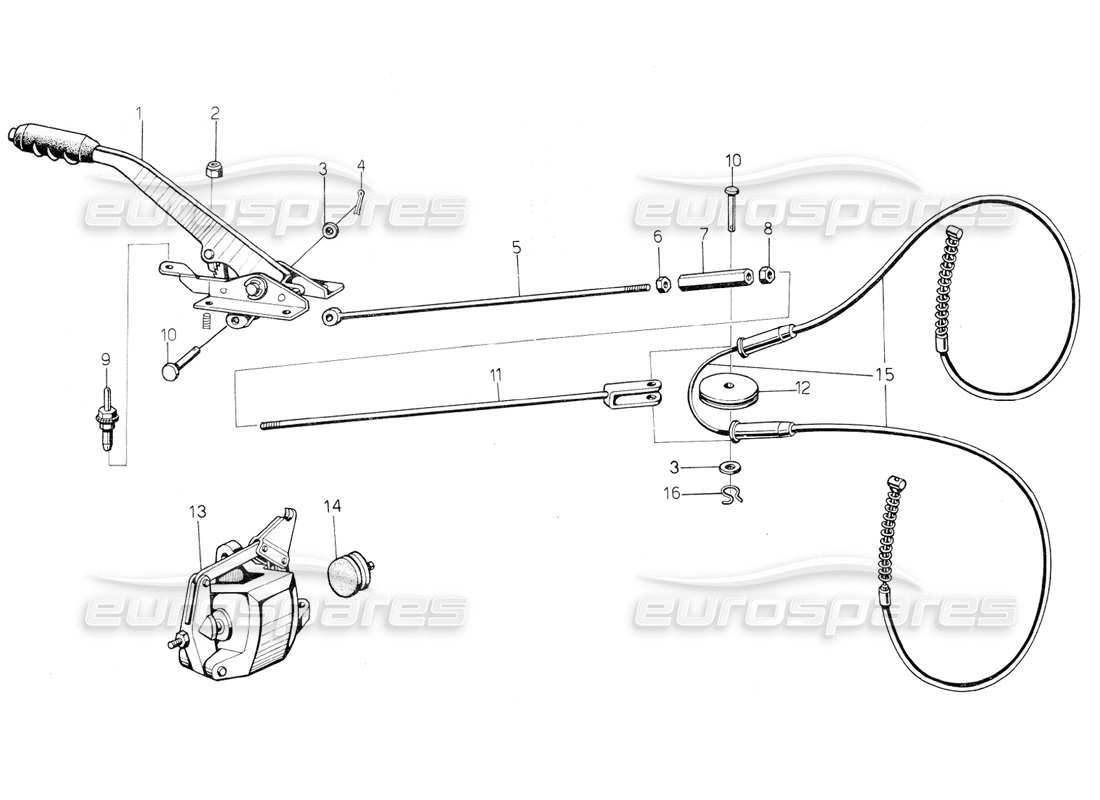 Lamborghini Countach 5000 QV (1985) Handbrake Parts Diagram