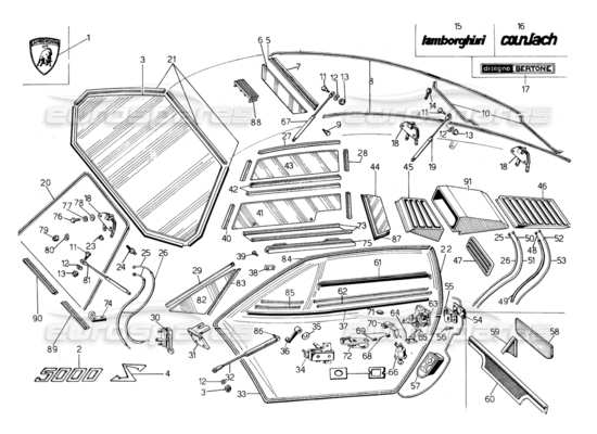 a part diagram from the Lamborghini Countach parts catalogue