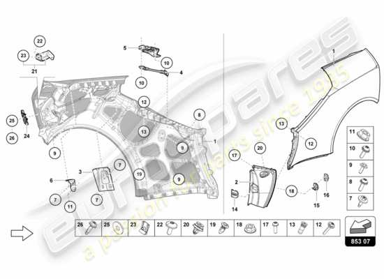 a part diagram from the Lamborghini Huracan LP580 parts catalogue