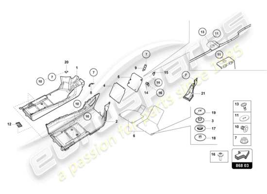 a part diagram from the Lamborghini Huracan LP580 parts catalogue