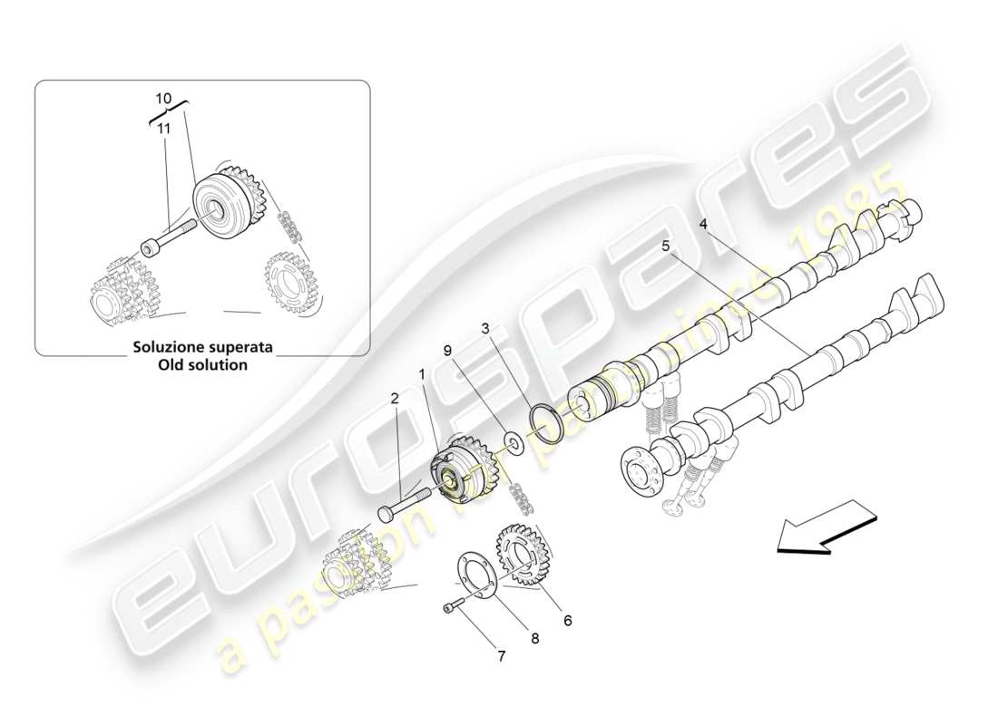 Maserati GranTurismo (2011) lh cylinder head camshafts Parts Diagram