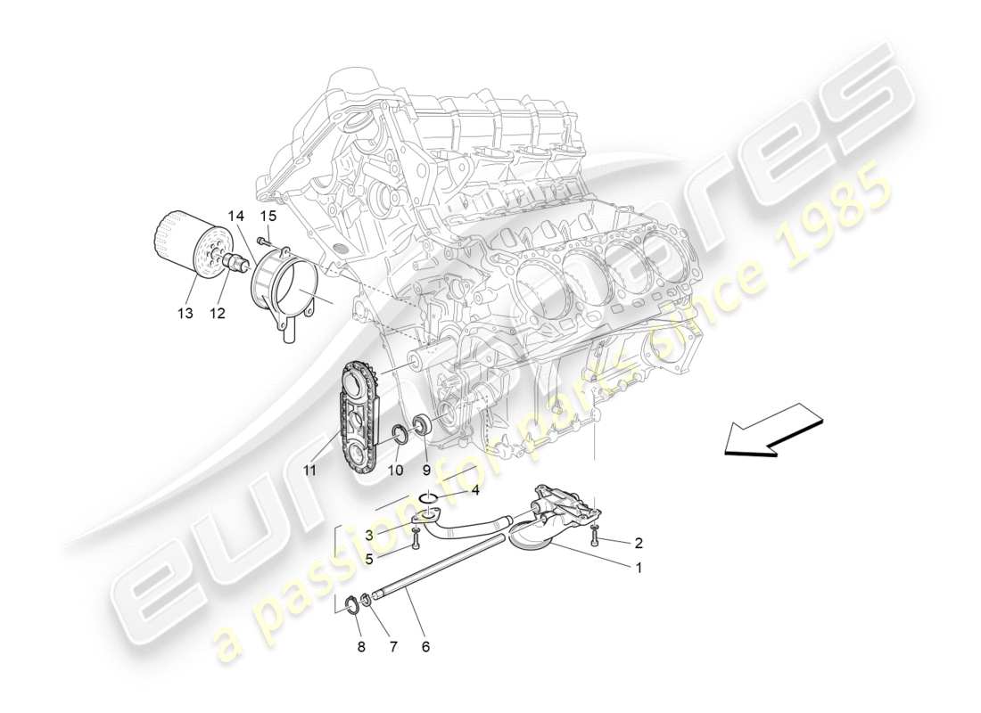 Maserati GranTurismo (2011) lubrication system: pump and filter Parts Diagram