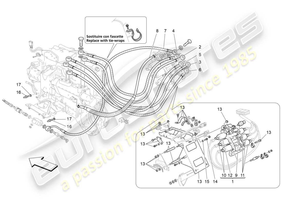 Maserati GranTurismo (2011) Gearbox Activation Hydraulics: Power Unit Parts Diagram